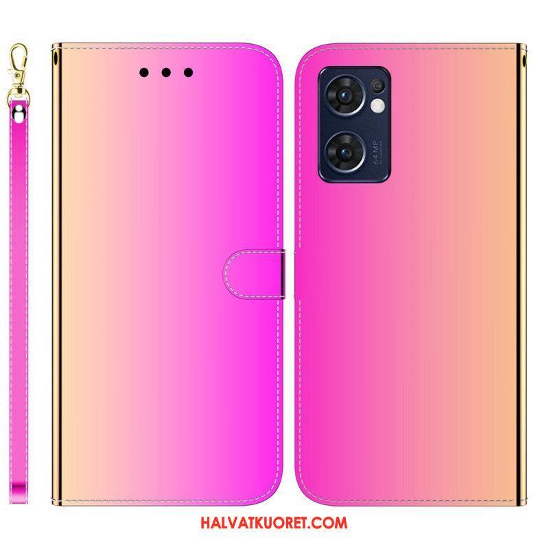 Flip Case Oppo Find X5 Lite Keinonahkainen Peilin Kansi