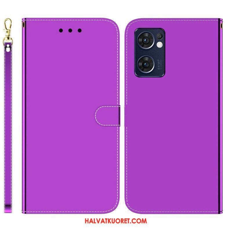 Flip Case Oppo Find X5 Lite Keinonahkainen Peilin Kansi