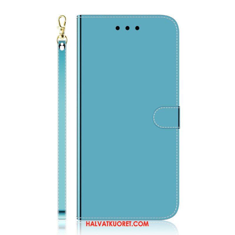 Flip Case Oppo Reno 8 Lite Keinopeilinahka Hihnalla