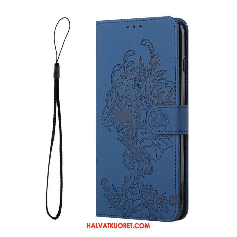 Flip Case Samsung Galaxy A13 5G / A04s Suojaketju Kuori Barokki Ranneke Tiger