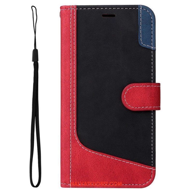 Flip Case Samsung Galaxy A13 Kaksisävyinen Hihnalla