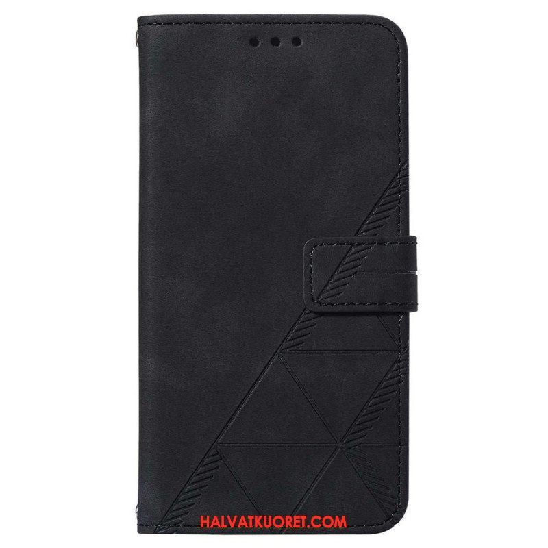 Flip Case Samsung Galaxy A14 / A14 5G Kolmiot Kaulanauhalla