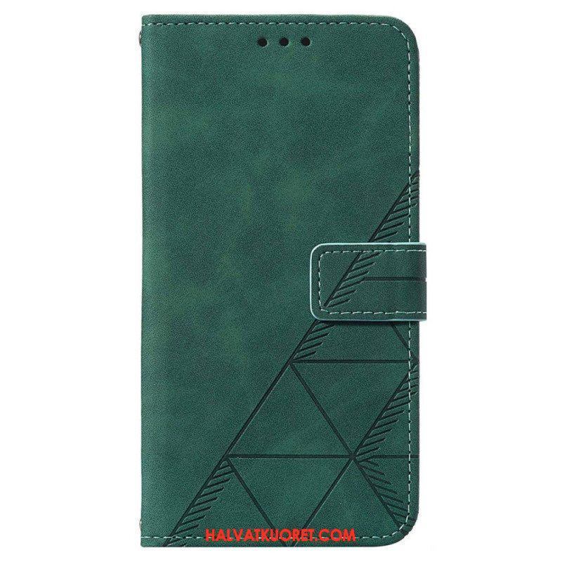 Flip Case Samsung Galaxy A14 / A14 5G Kolmiot Kaulanauhalla