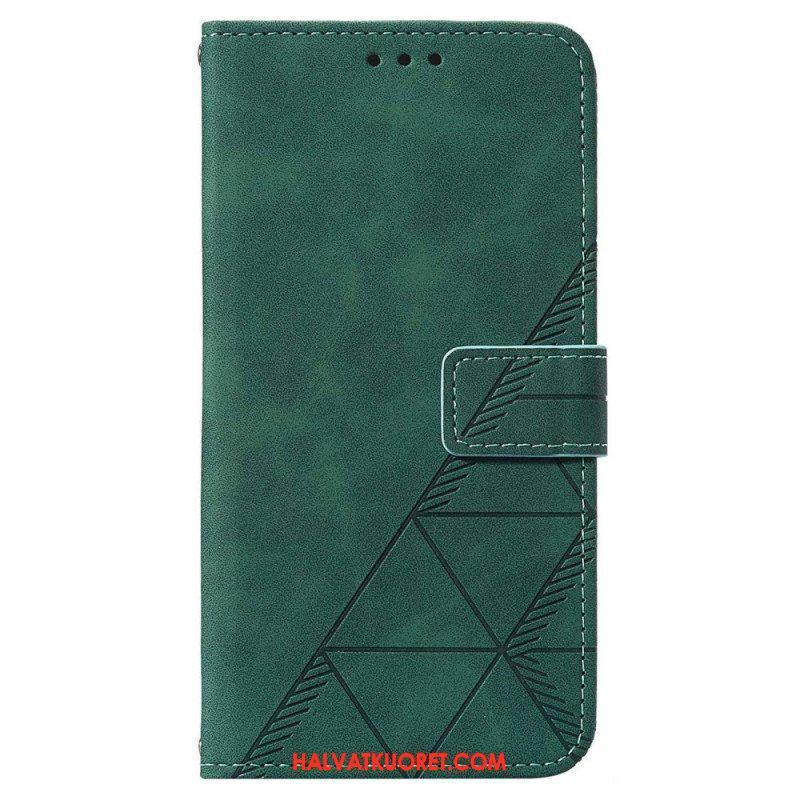 Flip Case Samsung Galaxy A14 / A14 5G Kolmiot Kaulanauhalla