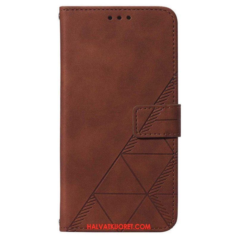 Flip Case Samsung Galaxy A14 / A14 5G Kolmiot Kaulanauhalla