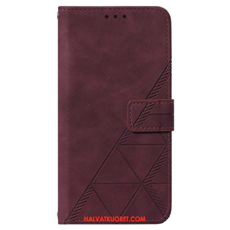 Flip Case Samsung Galaxy A14 / A14 5G Kolmiot Kaulanauhalla