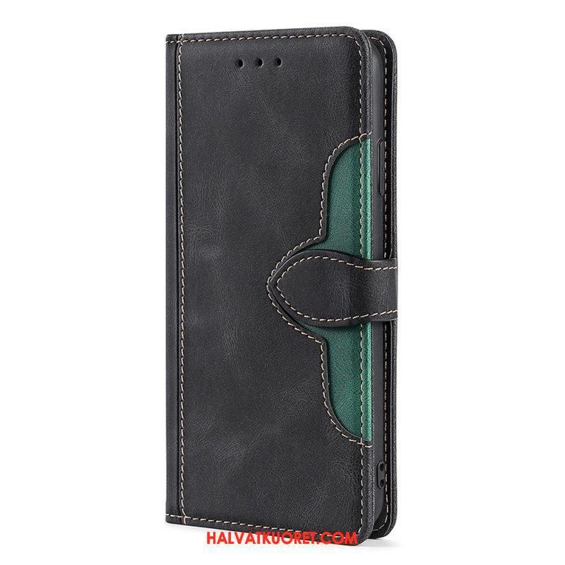 Flip Case Samsung Galaxy A53 5G Keinonahka Bicolor Tyylikäs