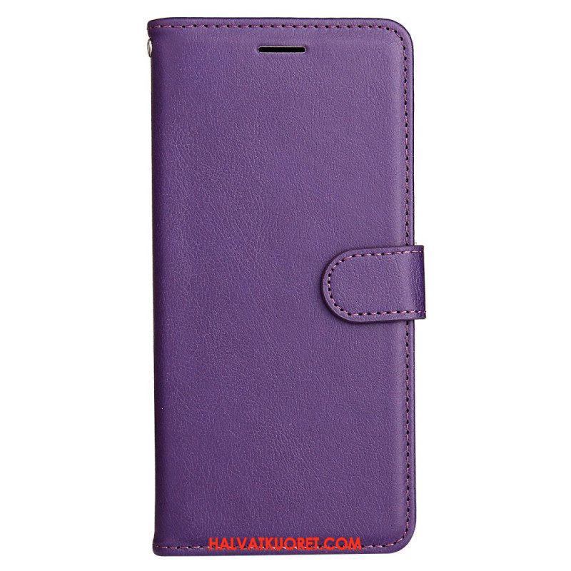 Flip Case Samsung Galaxy A53 5G Suojaketju Kuori Strappy Plain Leather Style