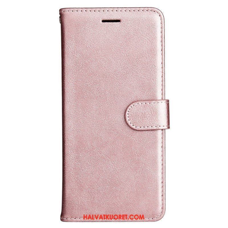 Flip Case Samsung Galaxy A53 5G Suojaketju Kuori Strappy Plain Leather Style