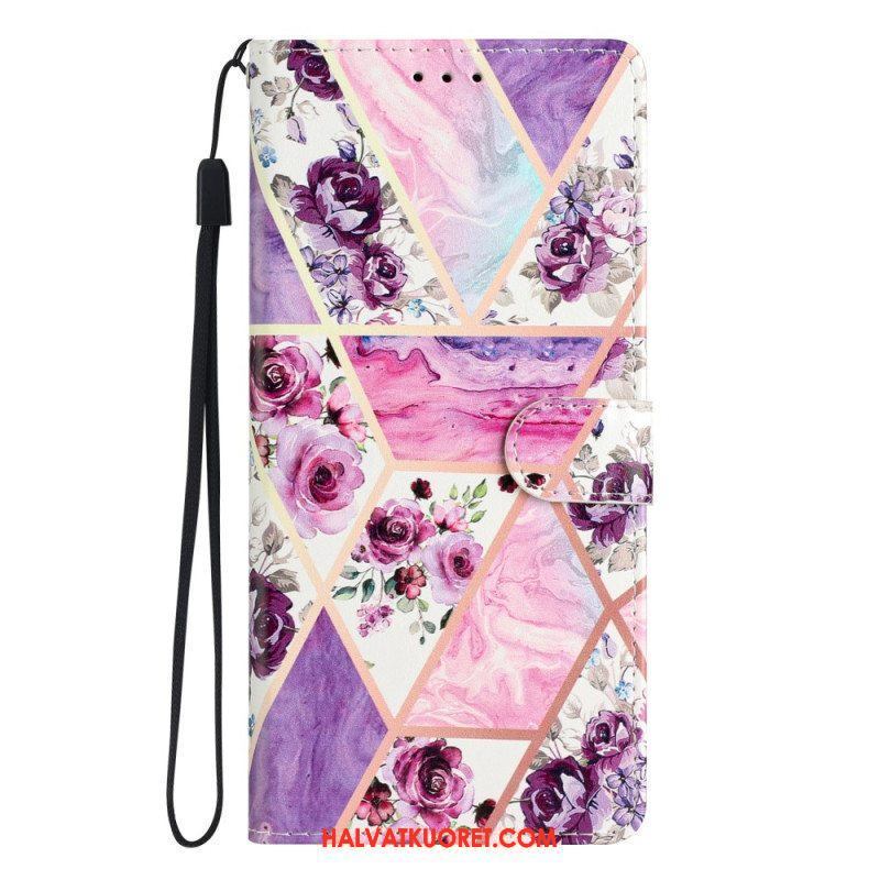 Flip Case Samsung Galaxy A53 5G Suojaketju Kuori Strip Marble