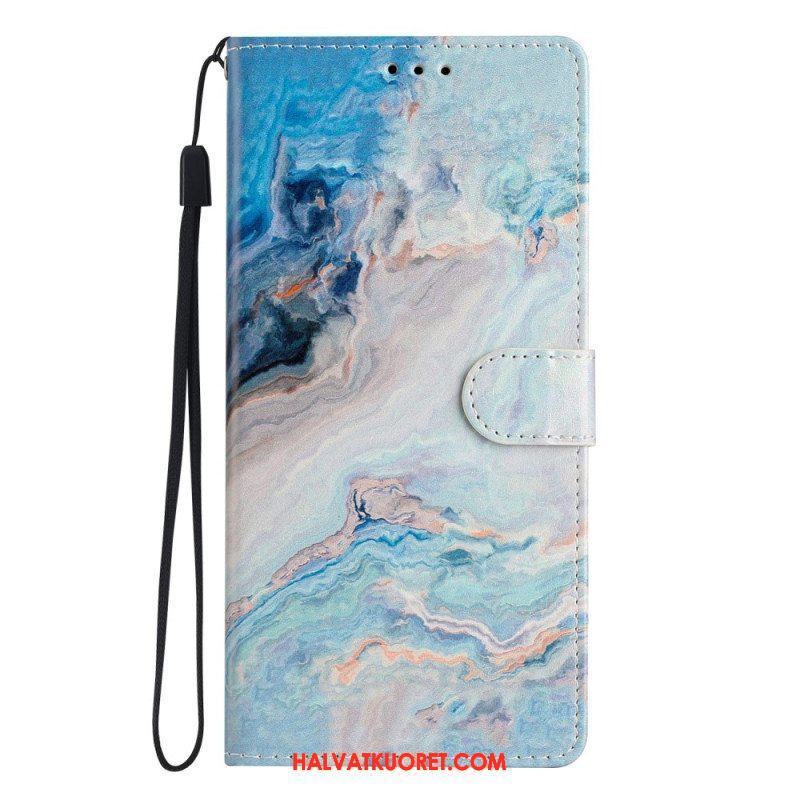 Flip Case Samsung Galaxy A53 5G Suojaketju Kuori Strip Marble
