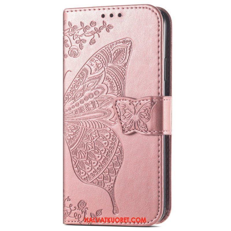 Flip Case Samsung Galaxy A54 5G Barokki Perhonen