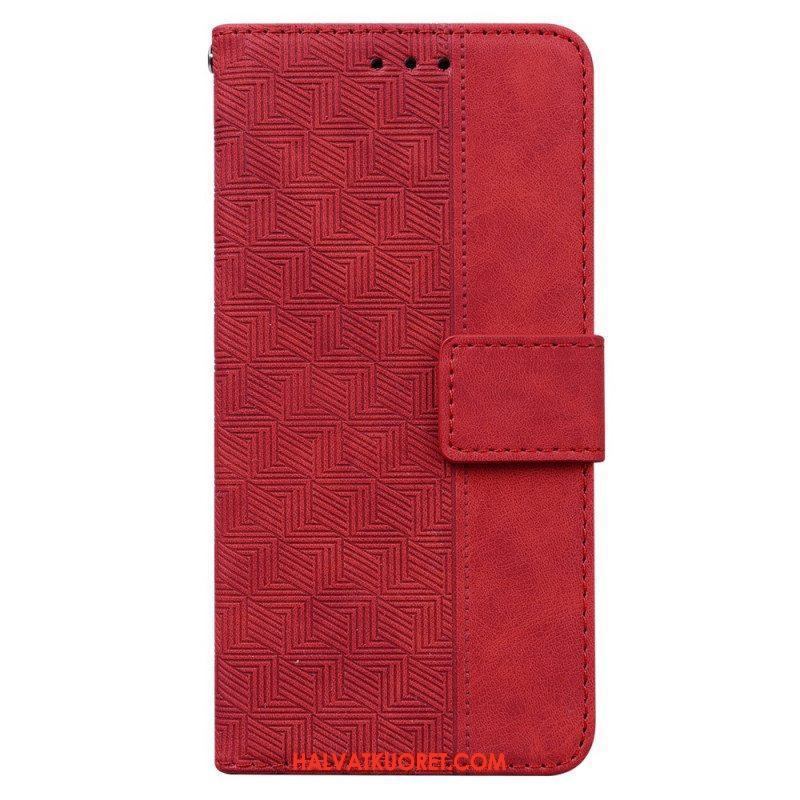 Flip Case Samsung Galaxy A54 5G Huomaamattomat Kuviot Ja Hihna