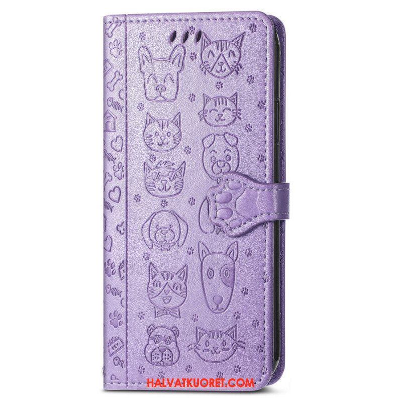 Flip Case Samsung Galaxy A54 5G Suojaketju Kuori Stringit Eläimet