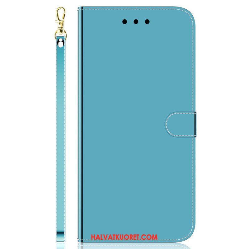 Flip Case Samsung Galaxy M13 Peili Ja Kaulanauha