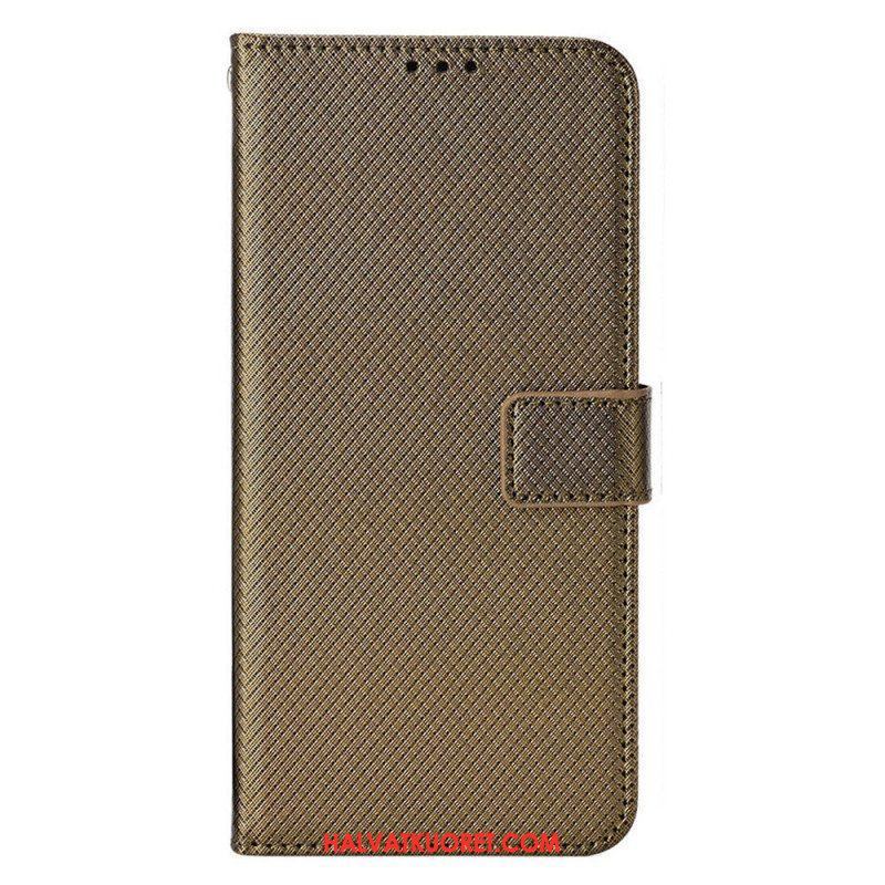 Flip Case Samsung Galaxy M23 5G Teksturoitu Kuvio Hihnalla