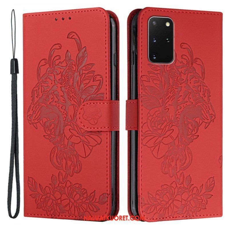 Flip Case Samsung Galaxy S20 Plus / S20 Plus 5G Suojaketju Kuori Barokki Ranneke Tiger