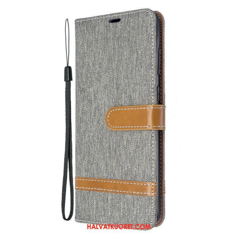 Flip Case Samsung Galaxy S20 Plus / S20 Plus 5G Suojaketju Kuori Kangas- Ja Nahkaefektihihna