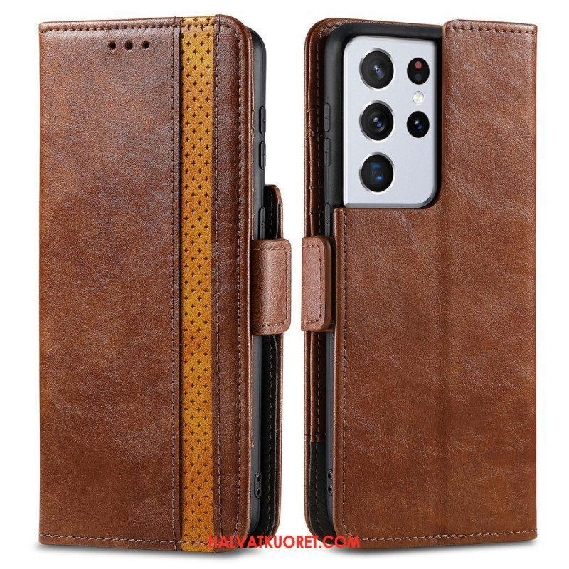 Flip Case Samsung Galaxy S21 Ultra 5G Kaksivärinen Kaksoislukkokoteloo