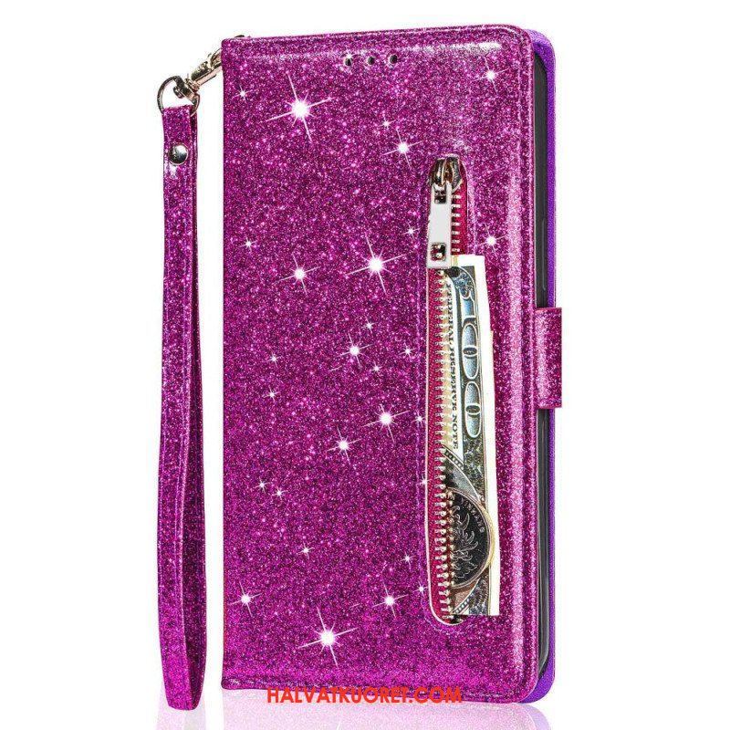 Flip Case Samsung Galaxy S23 5G Glitter Kolikkopussi