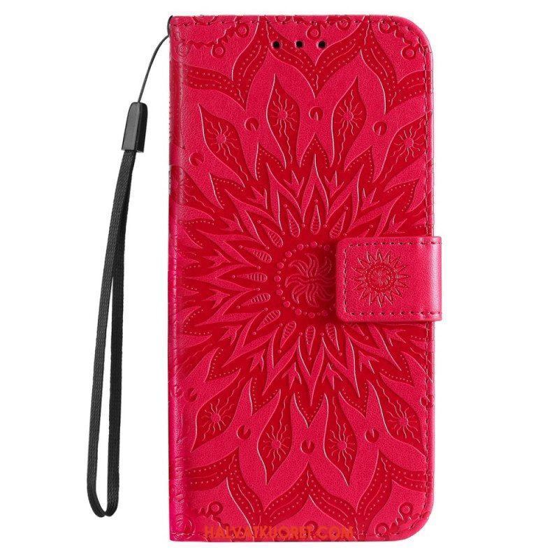 Flip Case Samsung Galaxy S23 5G Mandala-aurinko Kaulanauhalla