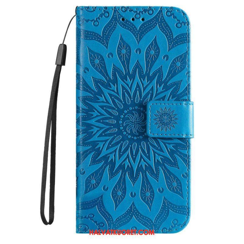 Flip Case Samsung Galaxy S23 5G Mandala-aurinko Kaulanauhalla