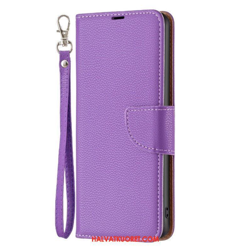 Flip Case Xiaomi 12T / 12T Pro Suojaketju Kuori Strappy Litchi Leather Style