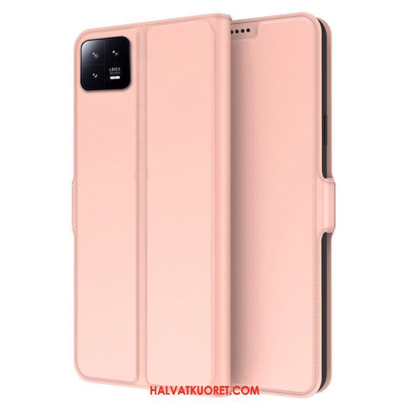 Flip Case Xiaomi 13 Ohut Nahkaefekti