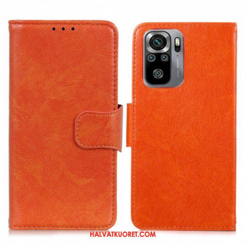 Flip Case Xiaomi Redmi Note 10 / 10S Halkaistu Nappan Nahka