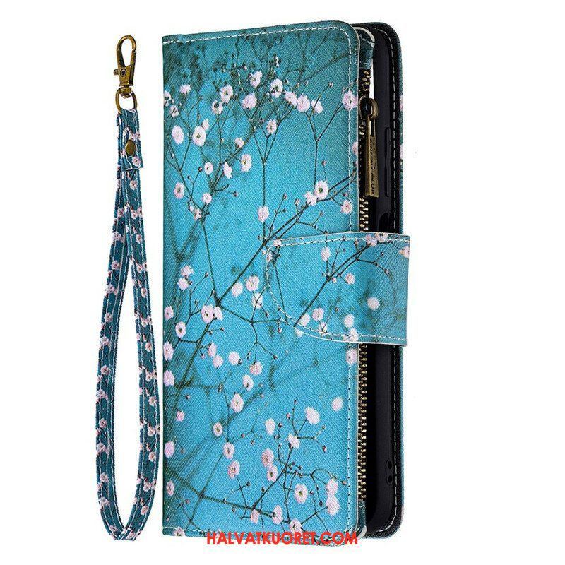 Flip Case Xiaomi Redmi Note 10 5G Vetoketjullinen Puutasku