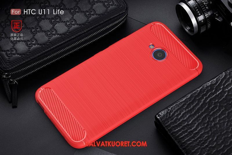 Htc U11 Life Kuoret Suojaus Punainen Kuitu, Htc U11 Life Kuori Pehmeä Neste Puhelimen