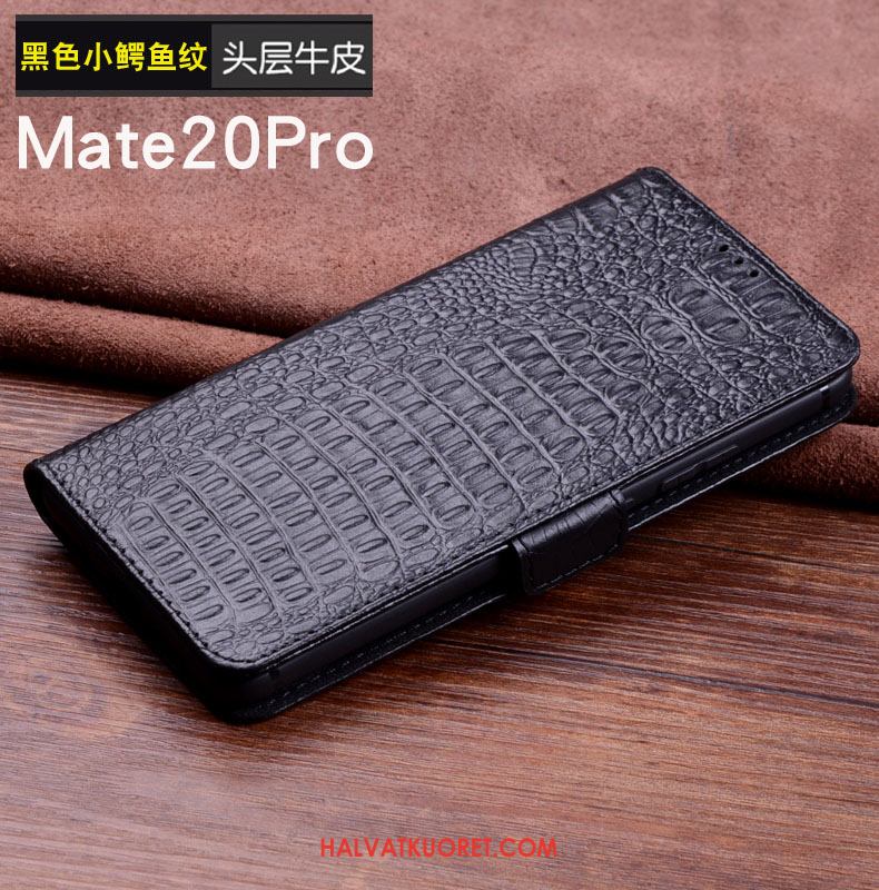 Huawei Mate 20 Pro Kuoret Aito Nahka Tummansininen Suojaus, Huawei Mate 20 Pro Kuori Puhelimen Braun