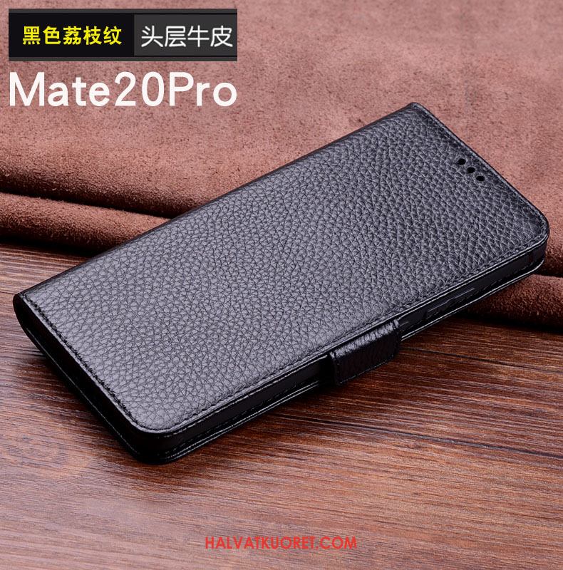 Huawei Mate 20 Pro Kuoret Aito Nahka Tummansininen Suojaus, Huawei Mate 20 Pro Kuori Puhelimen Braun