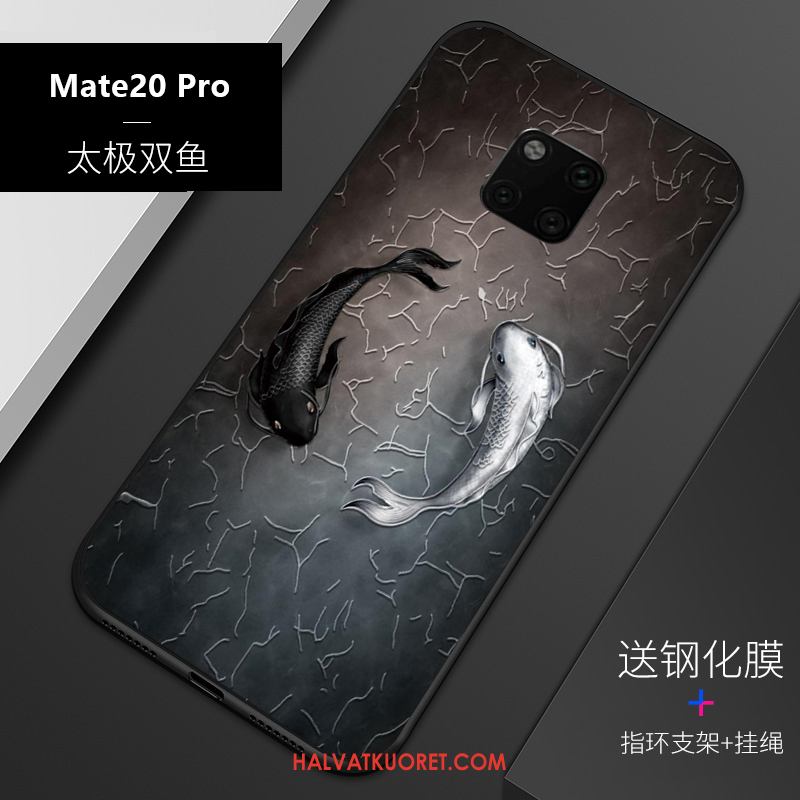 Huawei Mate 20 Pro Kuoret Musta Kohokuviointi Uusi, Huawei Mate 20 Pro Kuori All Inclusive Silikoni