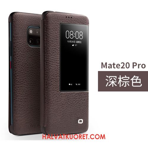 Huawei Mate 20 Pro Kuoret Syvä Väri Nahka Horrostila, Huawei Mate 20 Pro Kuori Avaa Ikkuna Braun