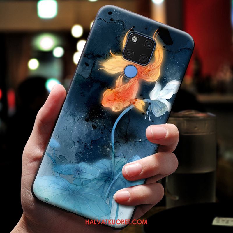 Huawei Mate 20 X Kuoret Kohokuviointi Suojaus Silikoni, Huawei Mate 20 X Kuori Sininen