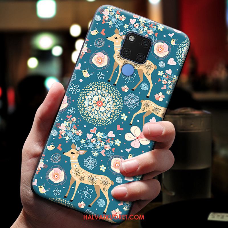 Huawei Mate 20 X Kuoret Kohokuviointi Suojaus Silikoni, Huawei Mate 20 X Kuori Sininen