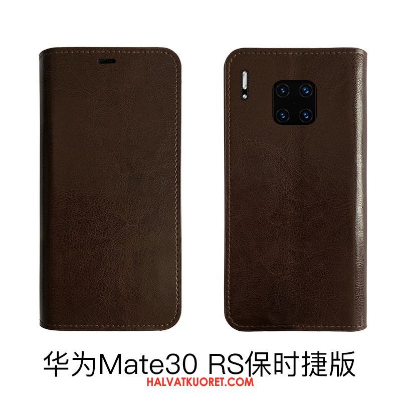 Huawei Mate 30 Rs Kuoret Nahkakotelo Aito Nahka, Huawei Mate 30 Rs Kuori Lehmä Suojaus Braun