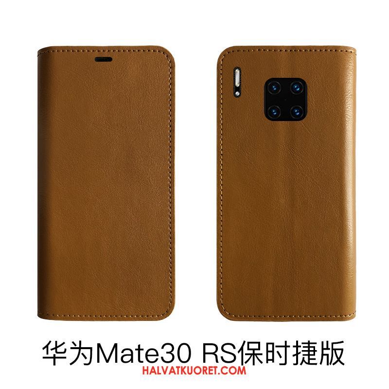 Huawei Mate 30 Rs Kuoret Nahkakotelo Aito Nahka, Huawei Mate 30 Rs Kuori Lehmä Suojaus Braun