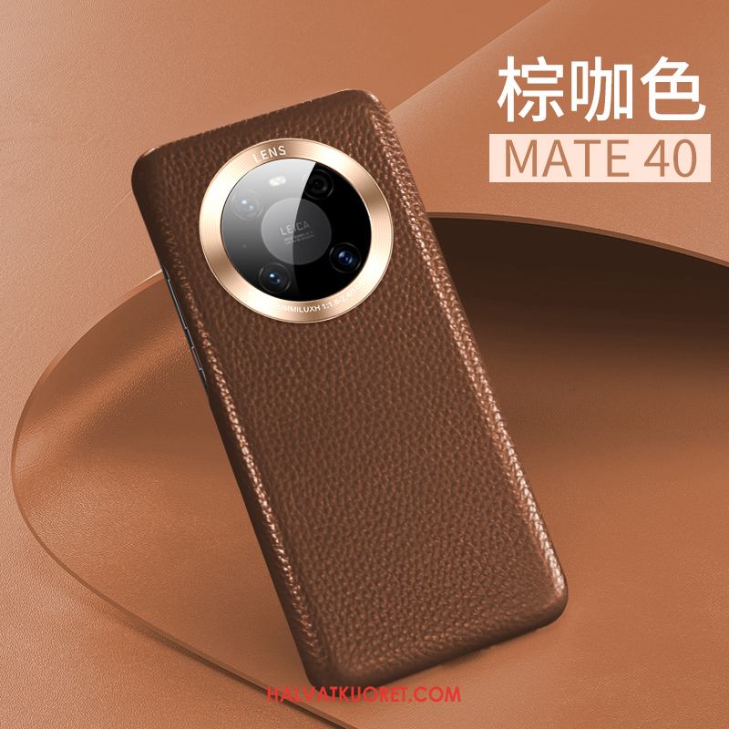 Huawei Mate 40 Kuoret Puhelimen Aito Nahka Ohut, Huawei Mate 40 Kuori Murtumaton Punainen