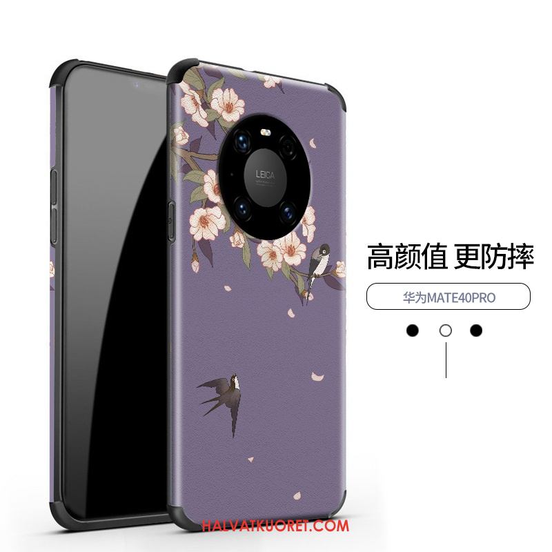 Huawei Mate 40 Pro Kuoret Kotelo Kohokuviointi, Huawei Mate 40 Pro Kuori Mulberry Silkki Nahka