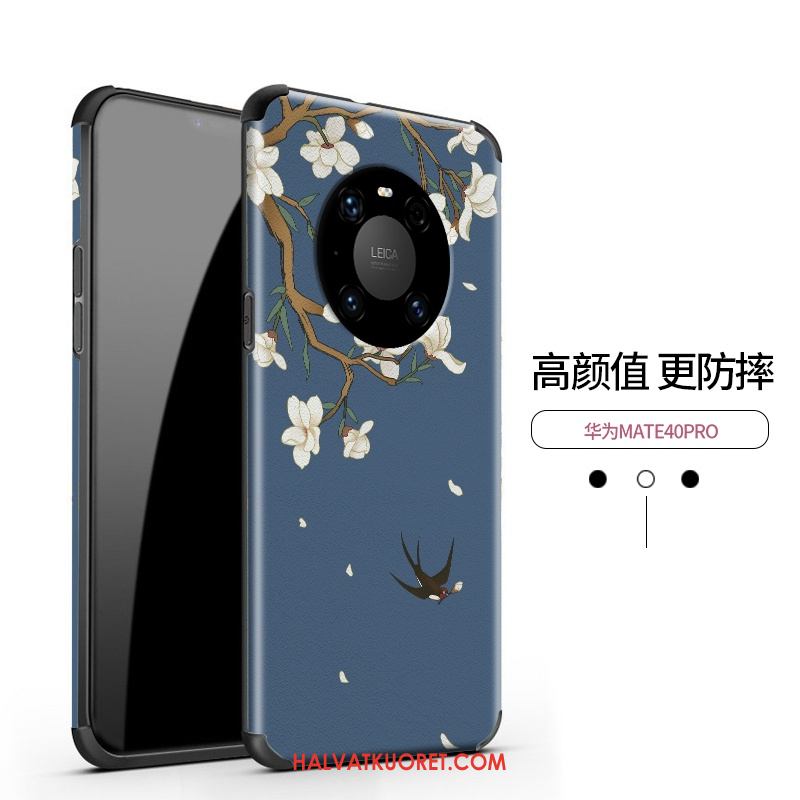 Huawei Mate 40 Pro Kuoret Kotelo Kohokuviointi, Huawei Mate 40 Pro Kuori Mulberry Silkki Nahka