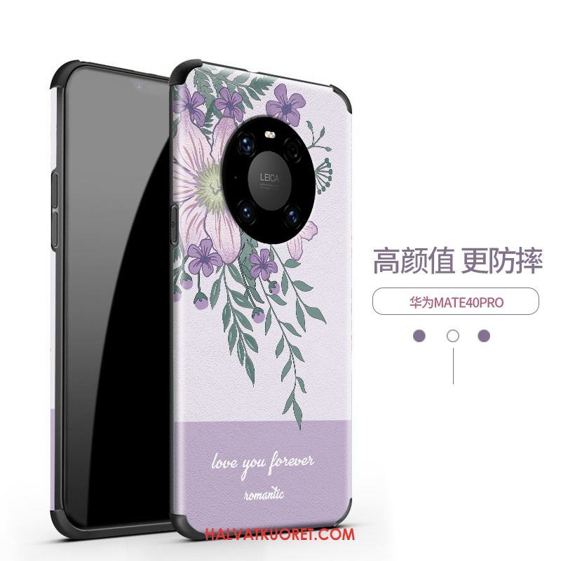 Huawei Mate 40 Pro Kuoret Mulberry Silkki Puhelimen Kohokuviointi, Huawei Mate 40 Pro Kuori Kukka Kukkakuvio