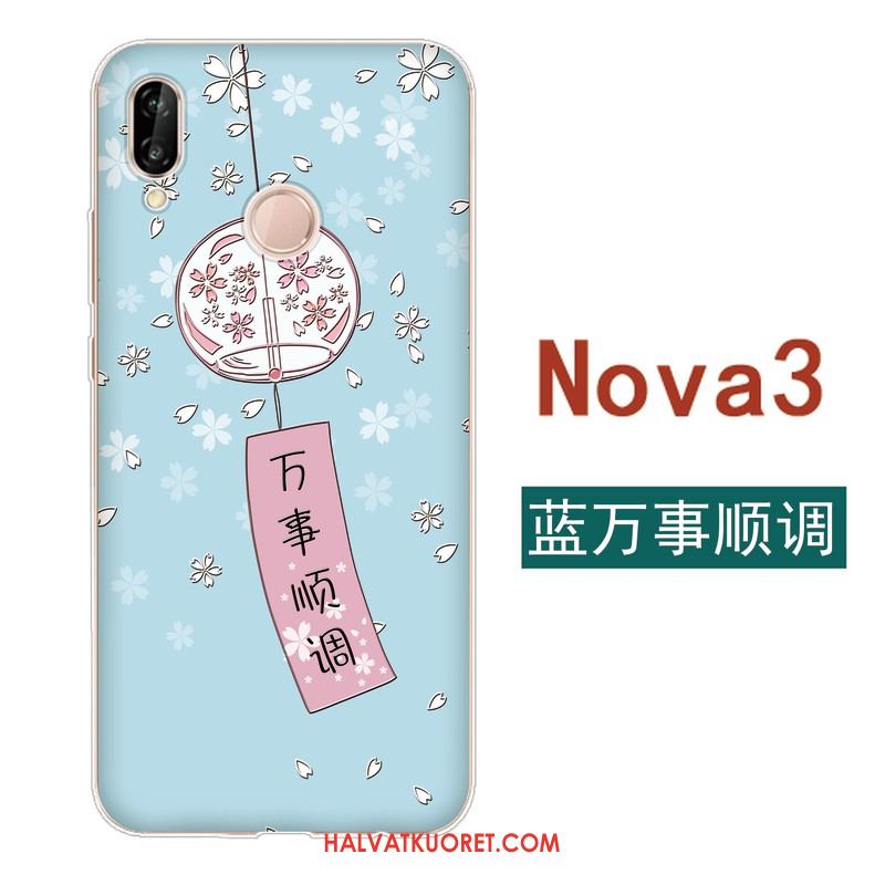 Huawei Nova 3 Kuoret Kiinalainen Tyyli Pesty Suede Sininen, Huawei Nova 3 Kuori Kustannukset Pehmeä Neste