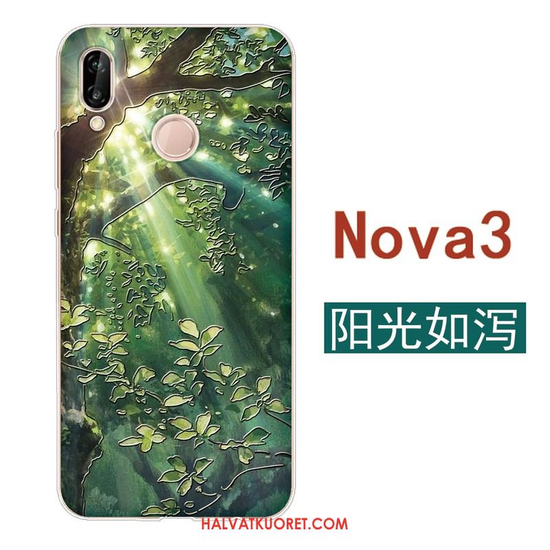 Huawei Nova 3 Kuoret Kiinalainen Tyyli Pesty Suede Sininen, Huawei Nova 3 Kuori Kustannukset Pehmeä Neste