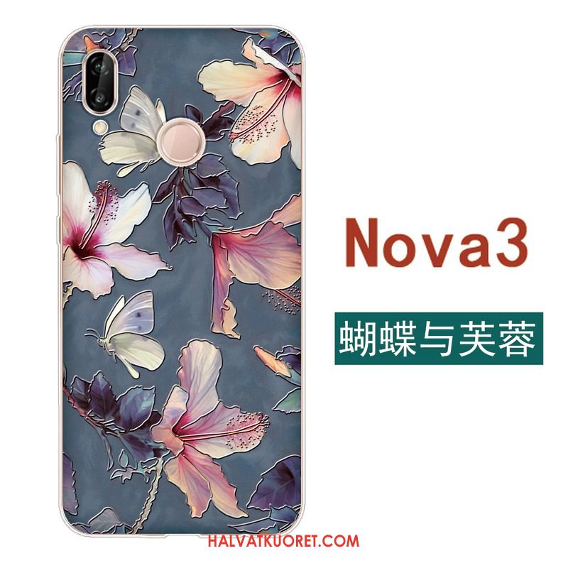 Huawei Nova 3 Kuoret Kiinalainen Tyyli Pesty Suede Sininen, Huawei Nova 3 Kuori Kustannukset Pehmeä Neste