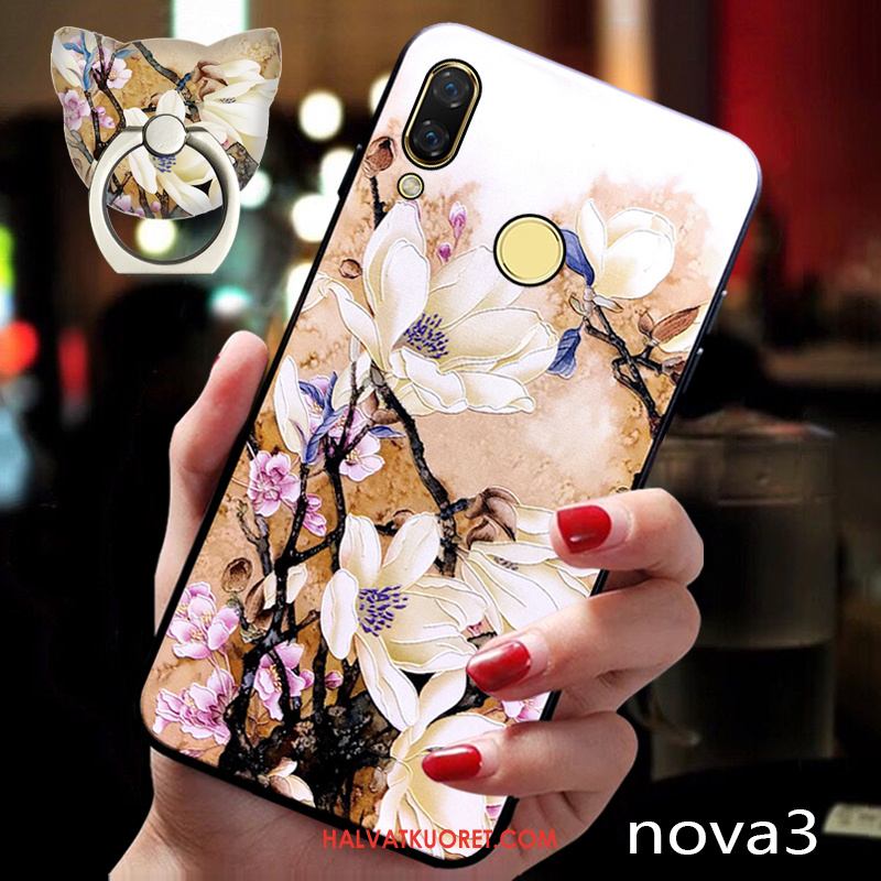 Huawei Nova 3 Kuoret Kiinalainen Tyyli Pesty Suede Suojaus, Huawei Nova 3 Kuori Ultra Sininen