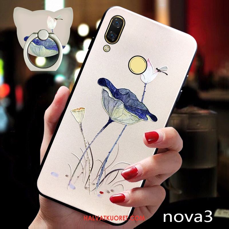 Huawei Nova 3 Kuoret Kiinalainen Tyyli Pesty Suede Suojaus, Huawei Nova 3 Kuori Ultra Sininen