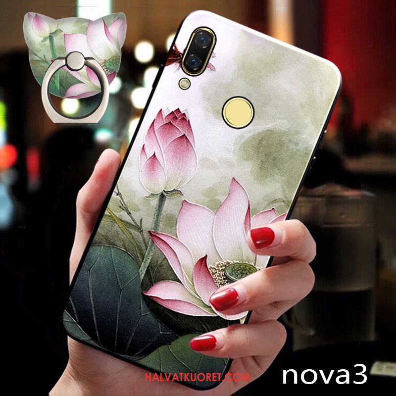 Huawei Nova 3 Kuoret Kiinalainen Tyyli Pesty Suede Suojaus, Huawei Nova 3 Kuori Ultra Sininen