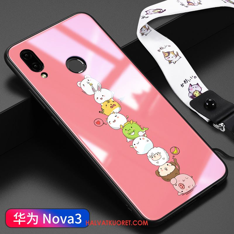 Huawei Nova 3 Kuoret Valkoinen Ripustettavat Koristeet Silikoni, Huawei Nova 3 Kuori Lasi Persoonallisuus